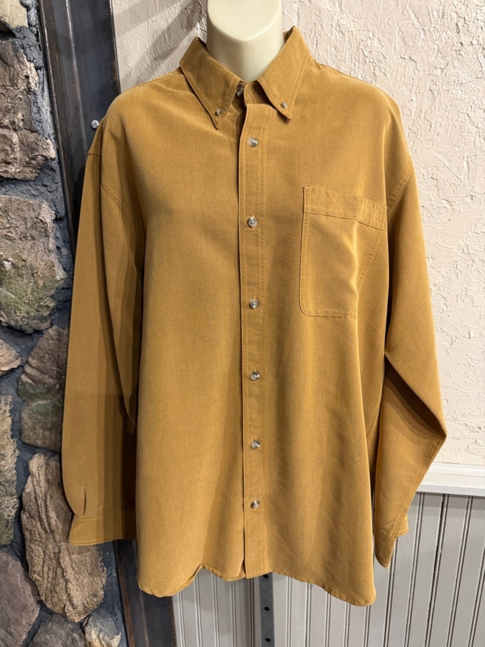 Columbia Men's Mustard Yellow Button-Down Shirt